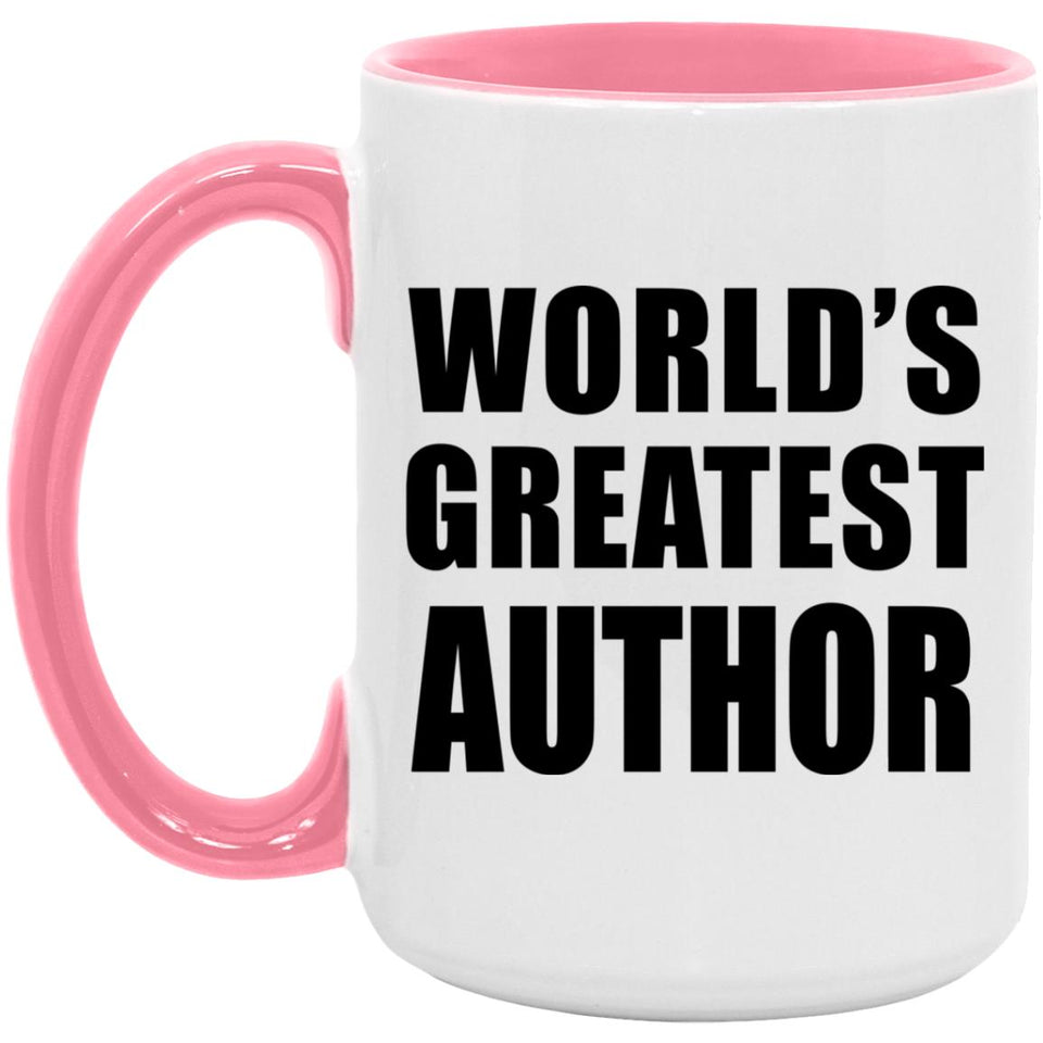 World's Greatest Author - 15oz Accent Mug Pink