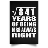 29th Anniversary Square Root of 841 Years Mrs Always Right - Poster Portrait