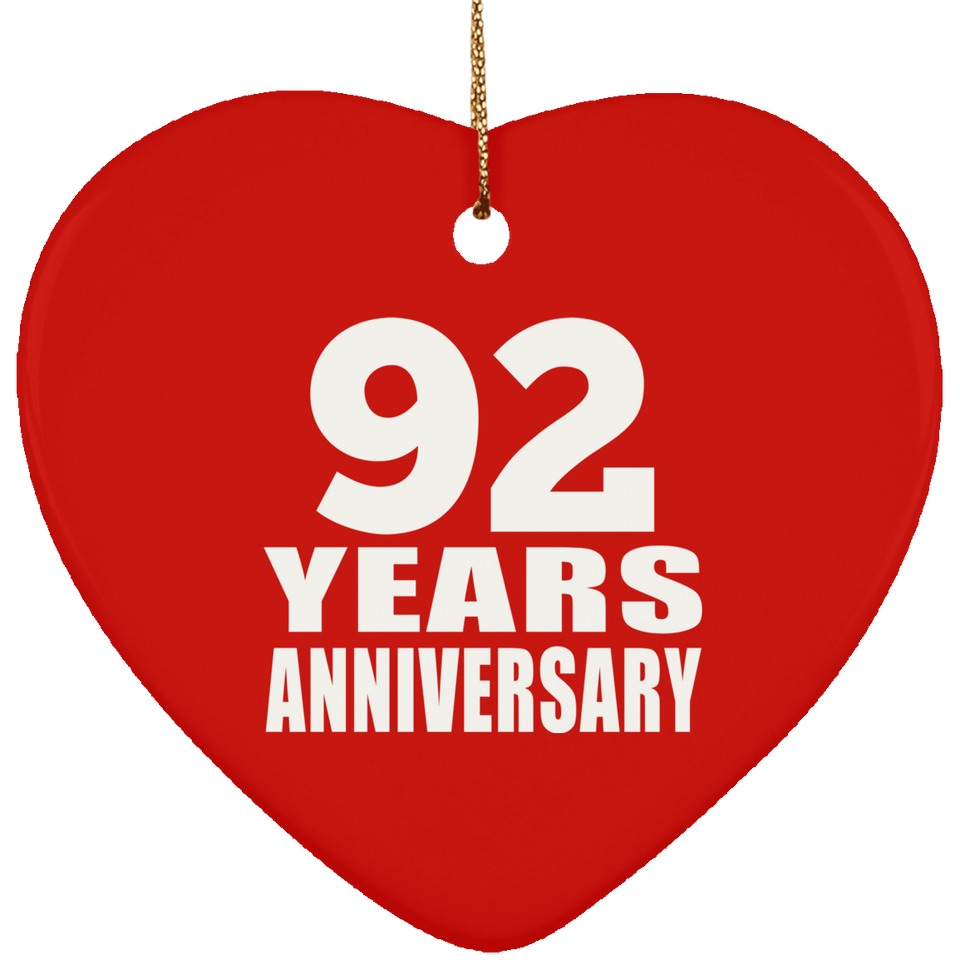 92nd Anniversary 92 Years - Heart Ornament