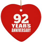 92nd Anniversary 92 Years - Heart Ornament