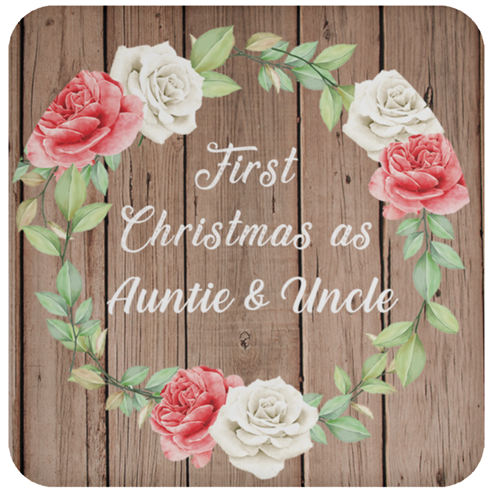 First Christmas As Auntie & Uncle - Drink Coaster B