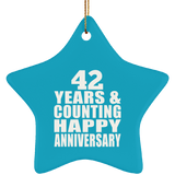 Happy 42nd Anniversary 42 Years & Counting - Star Ornament