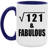 11th Birthday Square Root of 121 & Fabulous - 15oz Accent Mug Purple