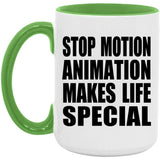 Stop Motion Animation Makes Life Special - 15oz Accent Mug Green