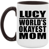Lucy World's Okayest Mom - 15oz Accent Mug Black