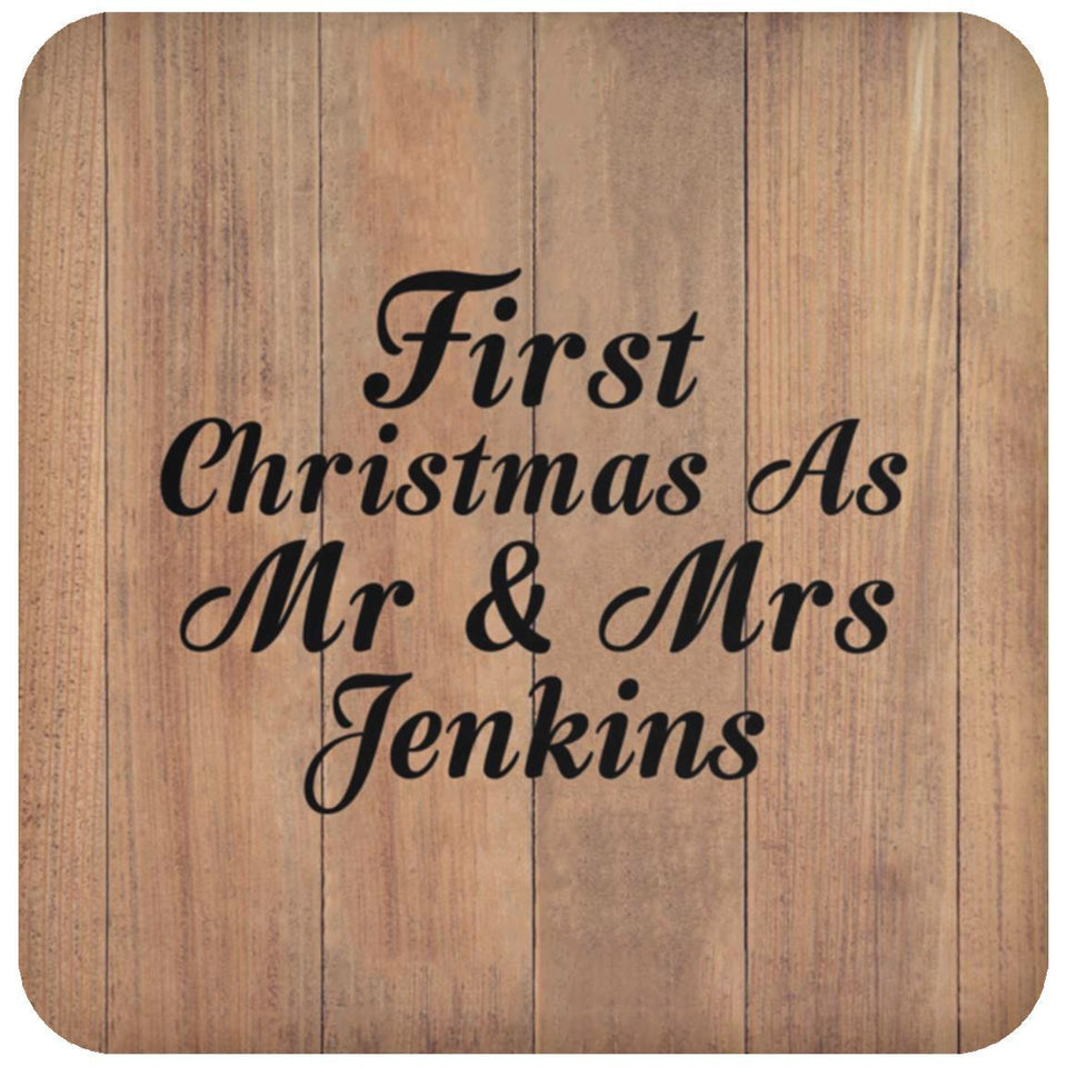 First Christmas As Mr & Mrs Jenkins - Drink Coaster C