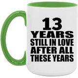 13th Anniversary 13 Years Still In Love After These Years - 15oz Accent Mug Green
