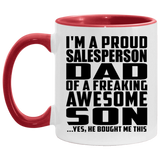 Proud Salesperson Dad Of Awesome Son - 11oz Accent Mug Red