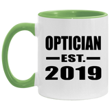 Optician Established EST. 2019 - 11oz Accent Mug Green