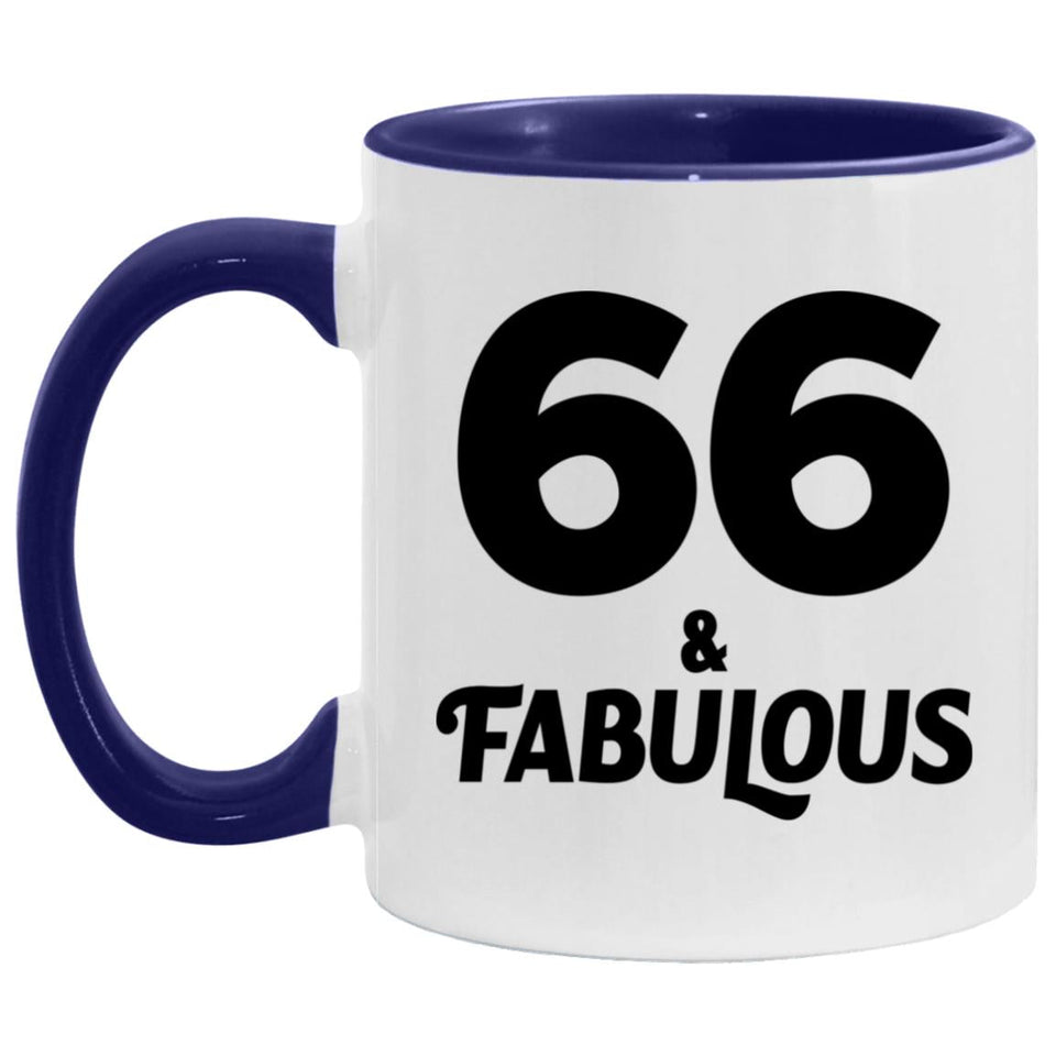 66th Birthday 66 & Fabulous - 11oz Accent Mug Purple