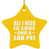 All I Need Is Love And A Lab Pei - Star Ornament