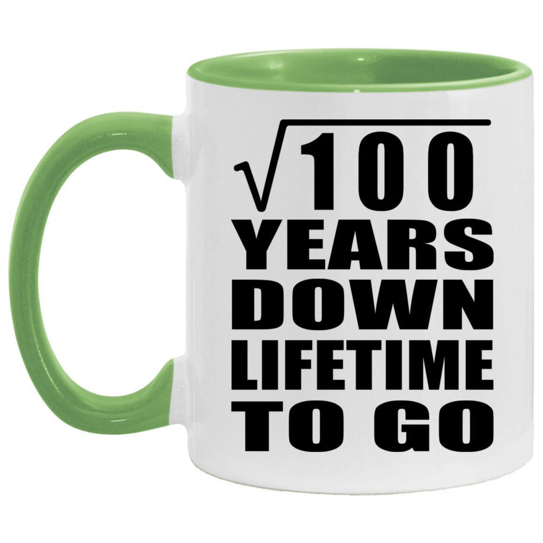 10th Anniversary Square Root of 100 Years Lifetime To Go - 11oz Accent Mug Green