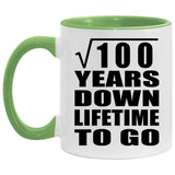 10th Anniversary Square Root of 100 Years Lifetime To Go - 11oz Accent Mug Green