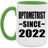 Optometrist Since 2022 - 15oz Accent Mug Green