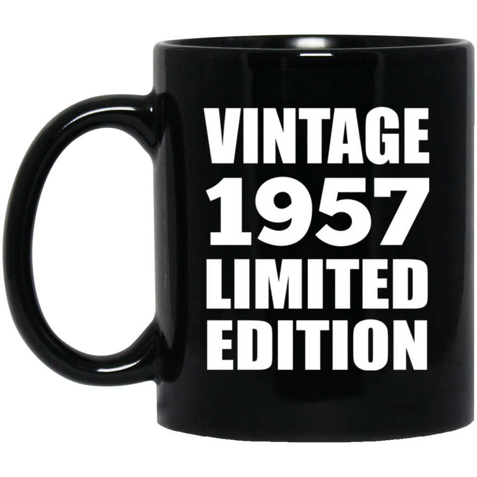 67th Birthday Vintage 1957 Limited Edition - 11oz Coffee Mug Black