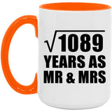 33rd Anniversary Square Root of 1089 Years As Mr & Mrs - 15oz Accent Mug Orange