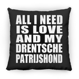 All I Need Is Love And My Drentsche Patrijshond - Throw Pillow Black
