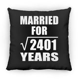 49th Anniversary Married For Square Root of 2401 Years - Throw Pillow Black