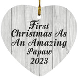 First Christmas As An Amazing Papaw 2023 - Heart Ornament F