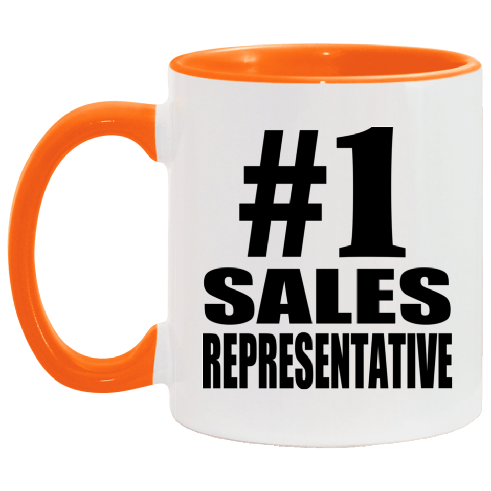 Number One #1 Sales Representative - 11oz Accent Mug Orange