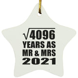 64th Anniversary Square Root of 4096 Years As Mr & Mrs 2021 - Star Ornament