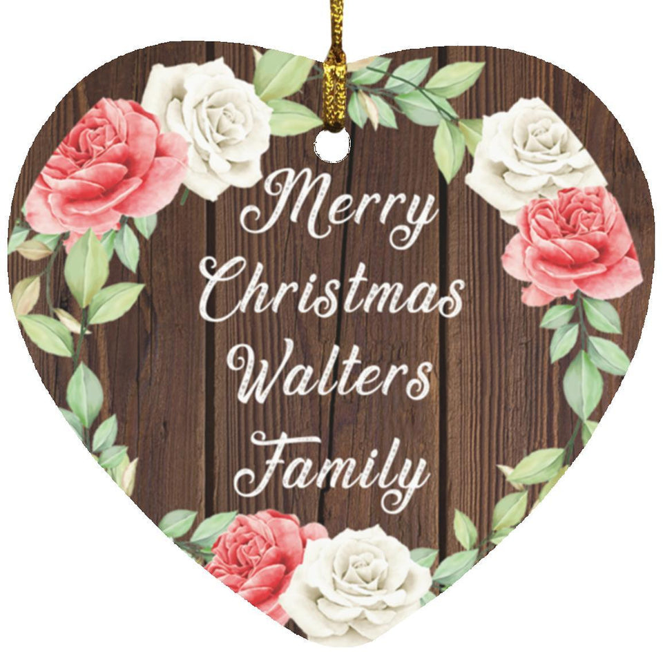 Merry Christmas Walters Family - Heart Ornament A
