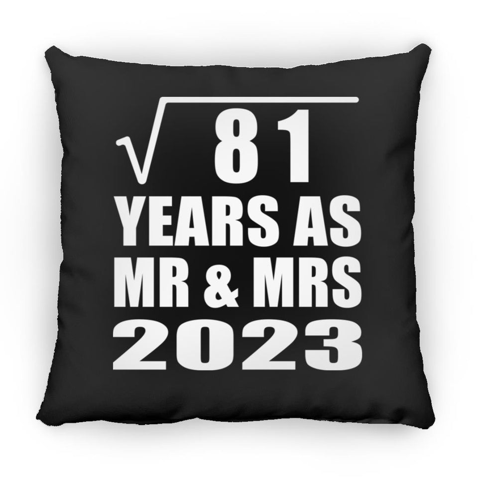 9th Anniversary Square Root of 81 Years As Mr & Mrs 2023 - Throw Pillow Black