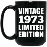 51st Birthday Vintage 1973 Limited Edition - 15oz Coffee Mug Black