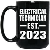 Electrical Technician Established EST. 2023 - 15oz Coffee Mug Black