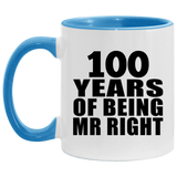 100th Anniversary 100 Years Of Being Mr Right - 11oz Accent Mug Blue