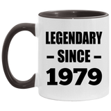 45th Birthday Legendary Since 1979 - 11oz Accent Mug Black