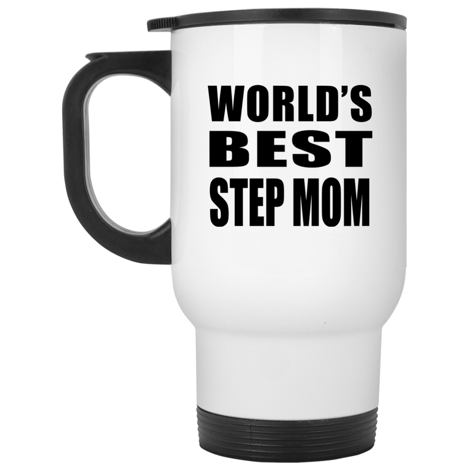 World's Best Step Mom - White Travel Mug