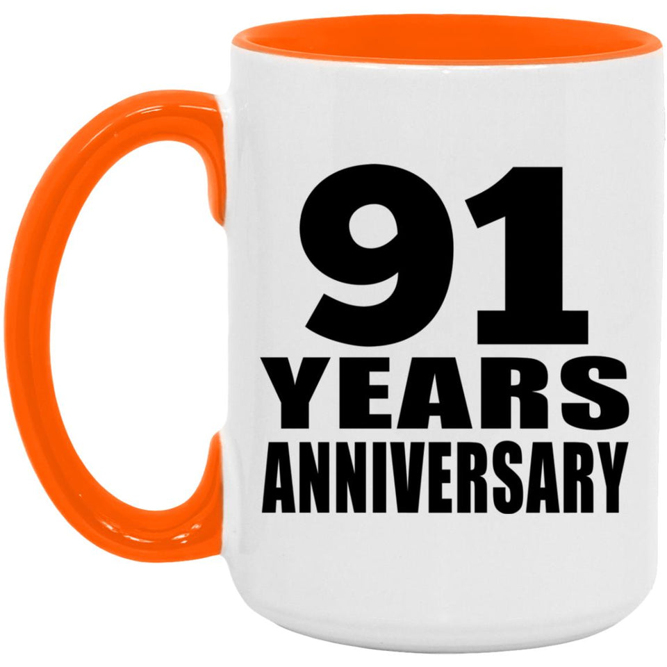 91st Anniversary 91 Years Anniversary - 15oz Accent Mug Orange