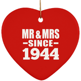 80th Anniversary Mr & Mrs Since 1944 - Heart Ornament