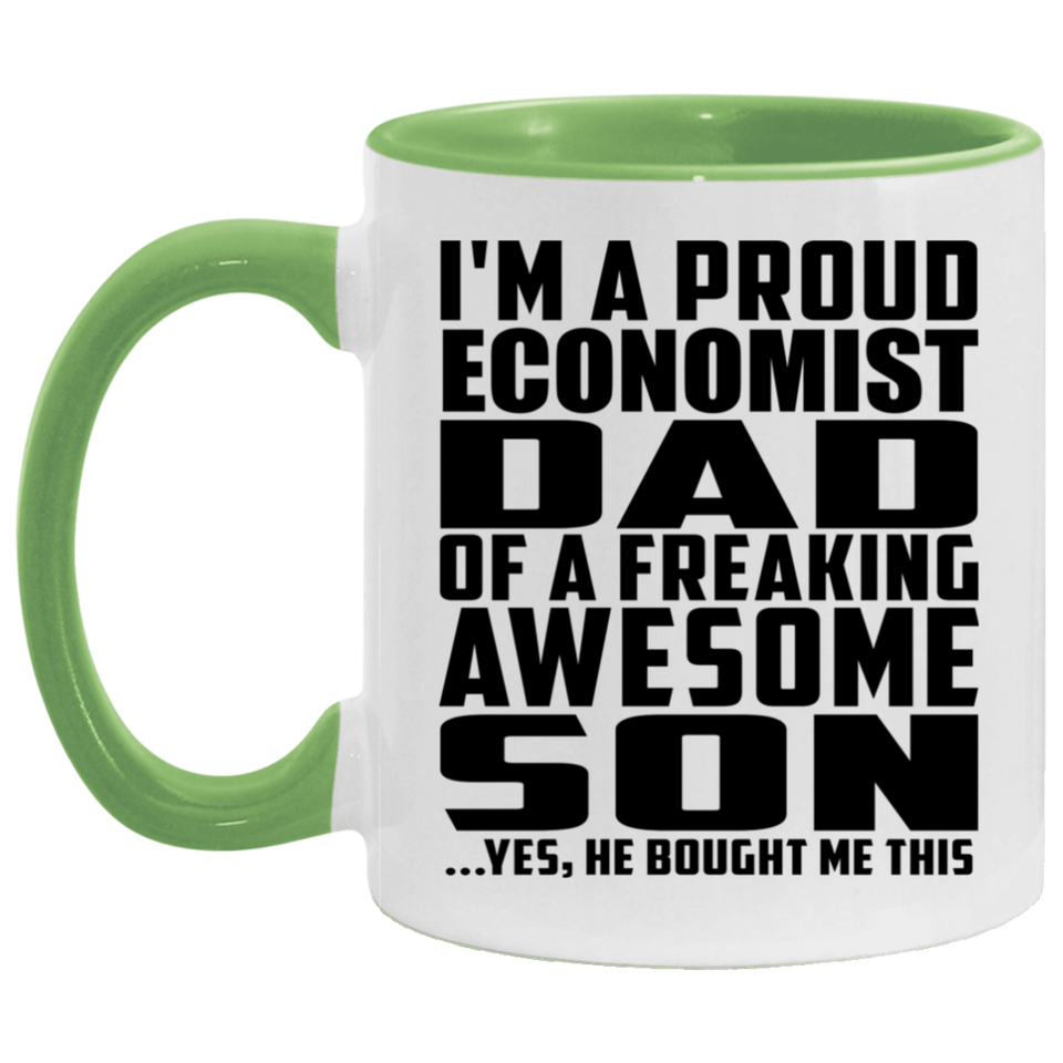 Proud Economist Dad Of Awesome Son - 11oz Accent Mug Green