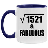 39th Birthday Square Root of 1521 & Fabulous - 11oz Accent Mug Purple