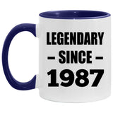 37th Birthday Legendary Since 1987 - 11oz Accent Mug Purple