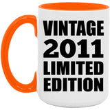 13th Birthday Vintage 2011 Limited Edition - 15oz Accent Mug Orange