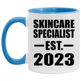 Skincare Specialist Established EST. 2023 - 11oz Accent Mug Blue