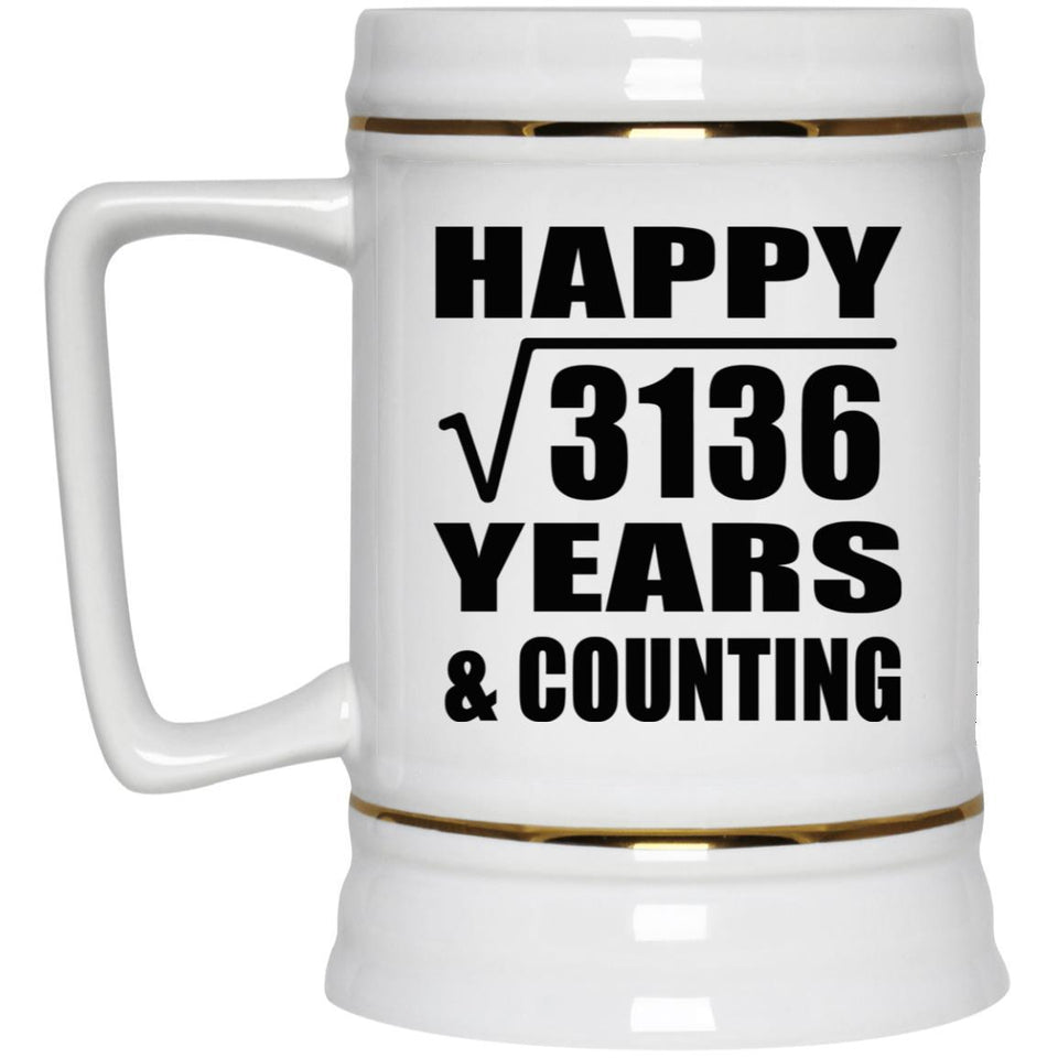Happy 56th Anniversary Square Root of 3136 Years & Counting - Beer Stein