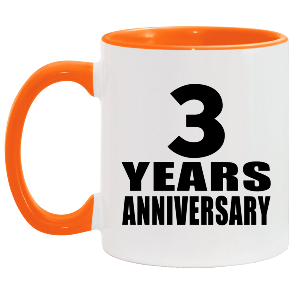 3rd Anniversary 3 Years - 11oz Accent Mug Orange
