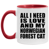 All I Need Is Love And My Norwegian Forest Cat - 11oz Accent Mug Red