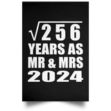 16th Anniversary Square Root of 256 Years As Mr & Mrs 2024 - Poster Portrait