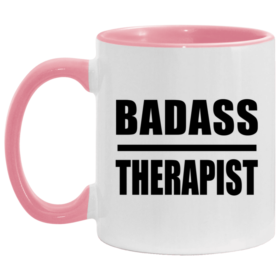 Badass Therapist - 11oz Accent Mug Pink