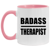 Badass Therapist - 11oz Accent Mug Pink