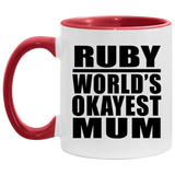 Ruby World's Okayest Mum - 11oz Accent Mug Red