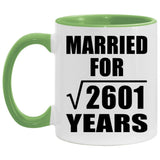 51st Anniversary Married For Square Root of 2601 Years - 11oz Accent Mug Green