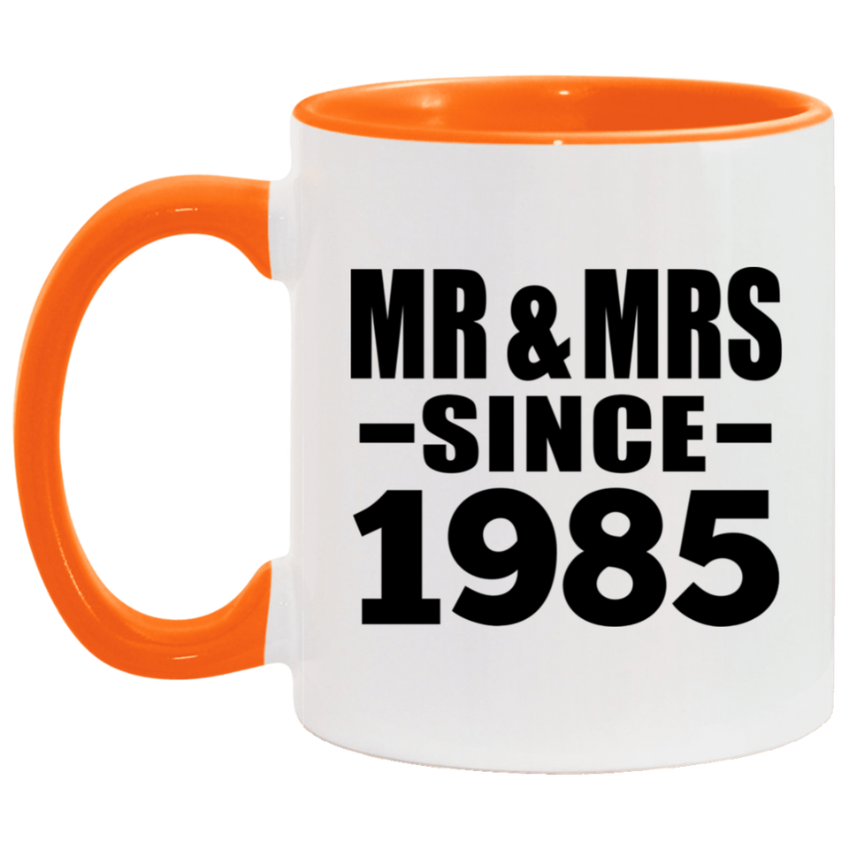 39th Anniversary Mr & Mrs Since 1985 - 11oz Accent Mug Orange