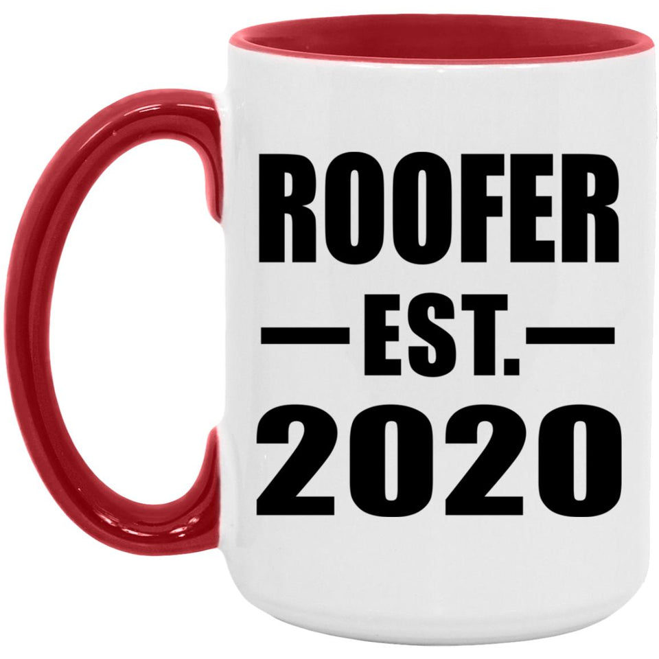 Roofer Established EST. 2020 - 15oz Accent Mug Red