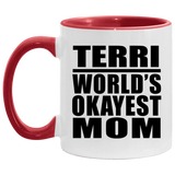 Terri World's Okayest Mom - 11oz Accent Mug Red
